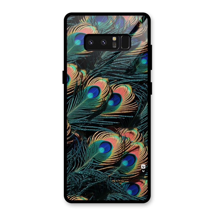 Peacock Feather Art Glass Back Case for Galaxy Note 8