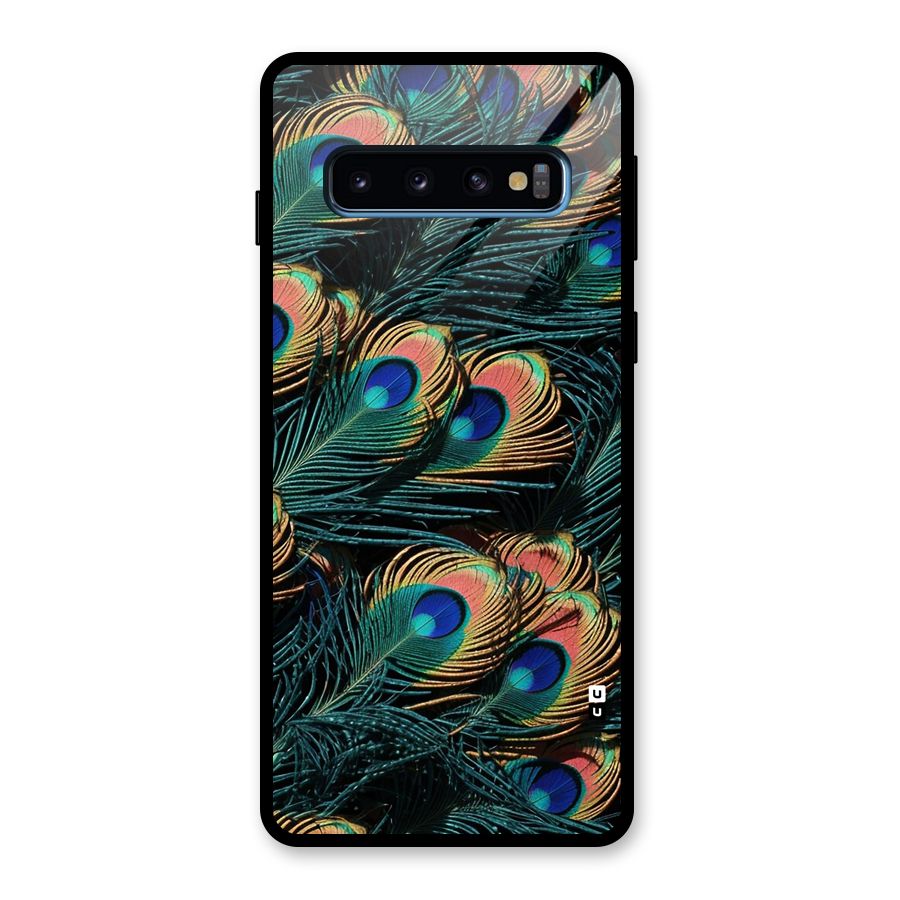 Peacock Feather Art Glass Back Case for Galaxy S10