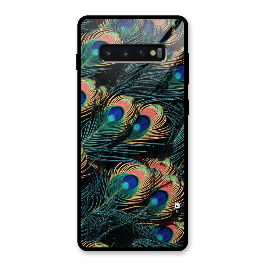 Peacock Feather Art Glass Back Case for Galaxy S10 Plus
