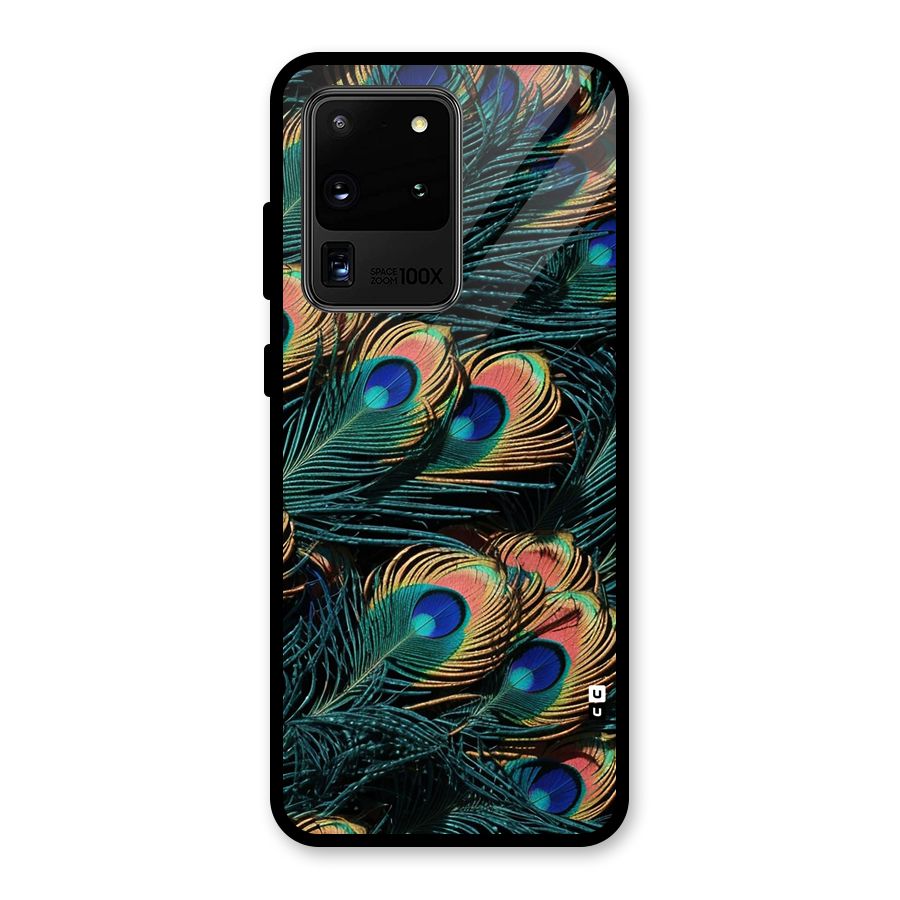 Peacock Feather Art Glass Back Case for Galaxy S20 Ultra