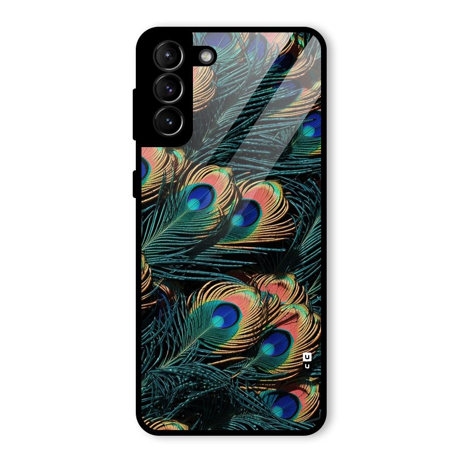 Peacock Feather Art Glass Back Case for Galaxy S21 Plus