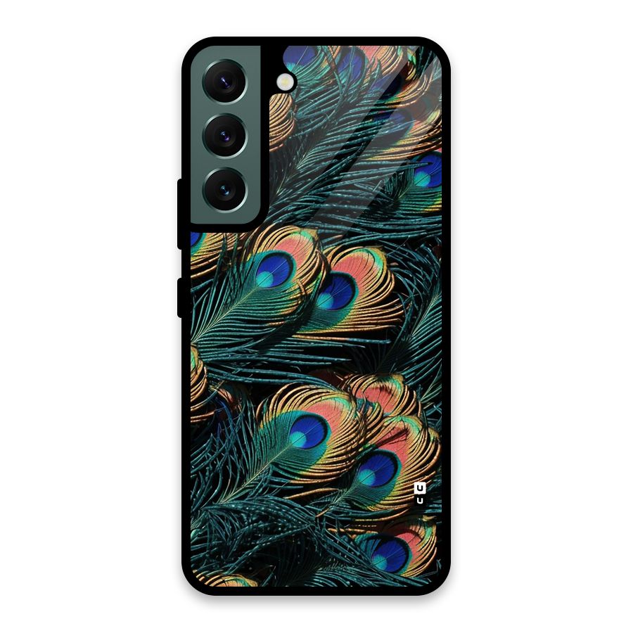 Peacock Feather Art Glass Back Case for Galaxy S22 5G