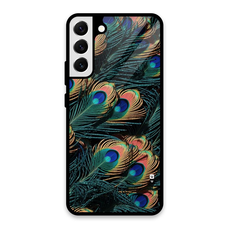 Peacock Feather Art Glass Back Case for Galaxy S22 Plus 5G