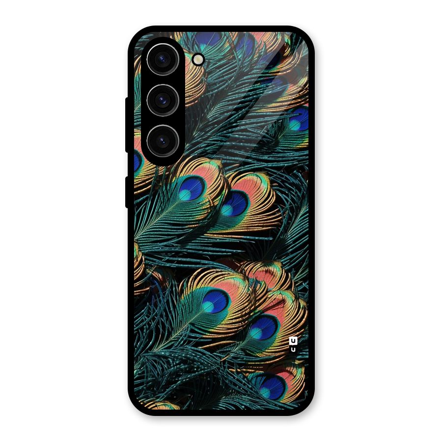 Peacock Feather Art Glass Back Case for Galaxy S23
