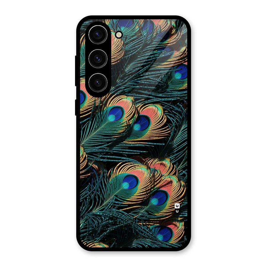 Peacock Feather Art Glass Back Case for Galaxy S23 Plus