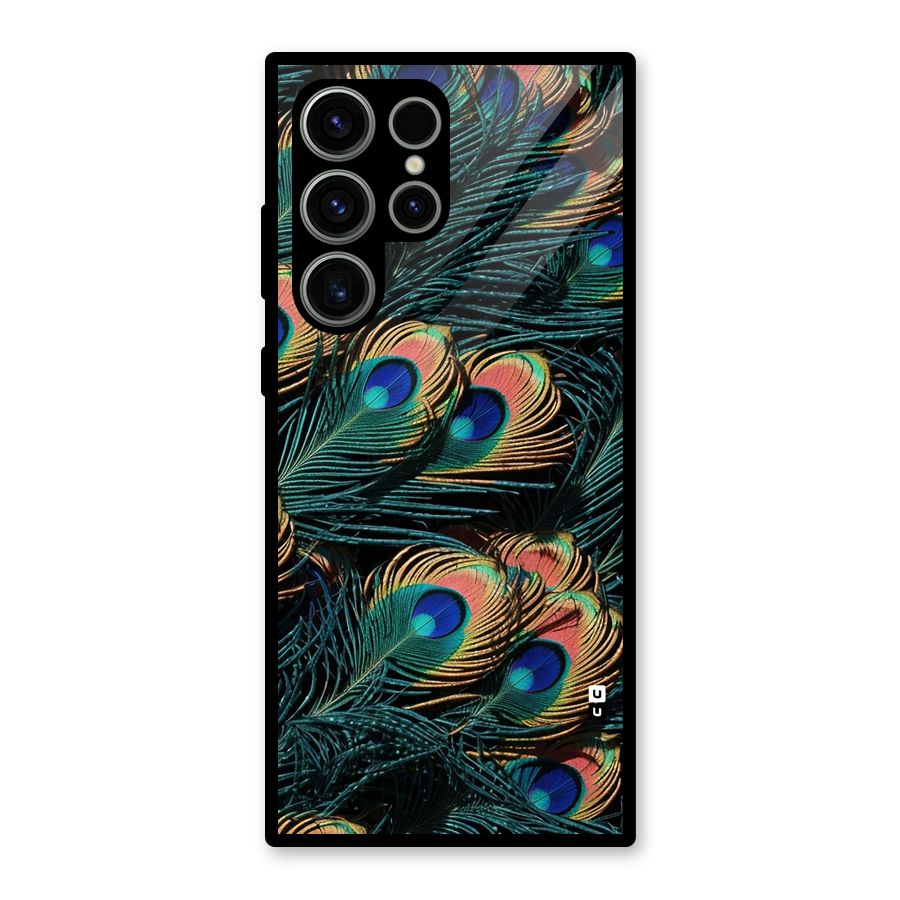 Peacock Feather Art Glass Back Case for Galaxy S23 Ultra