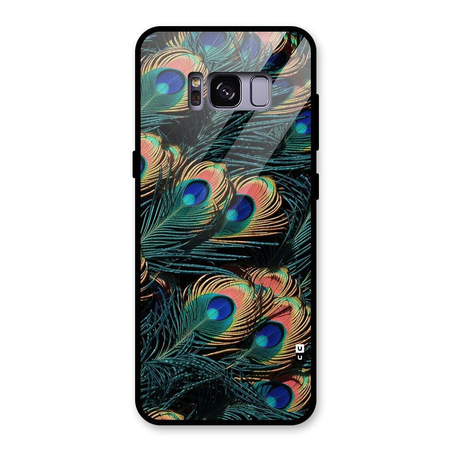 Peacock Feather Art Glass Back Case for Galaxy S8