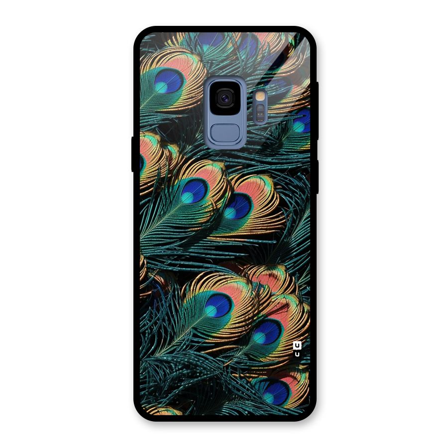 Peacock Feather Art Glass Back Case for Galaxy S9