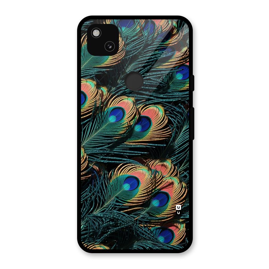 Peacock Feather Art Glass Back Case for Google Pixel 4a