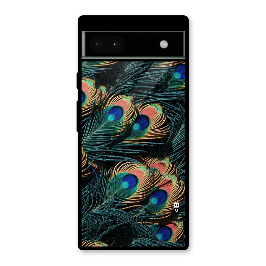 Peacock Feather Art Glass Back Case for Google Pixel 6a