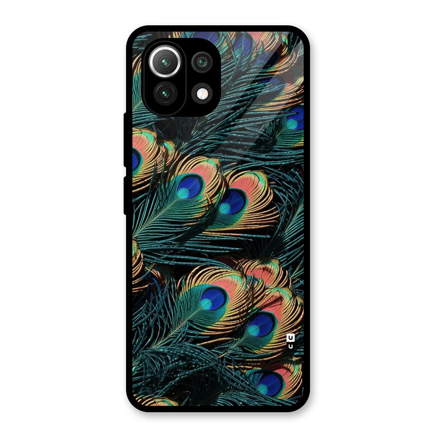 Peacock Feather Art Glass Back Case for Mi 11 Lite NE 5G