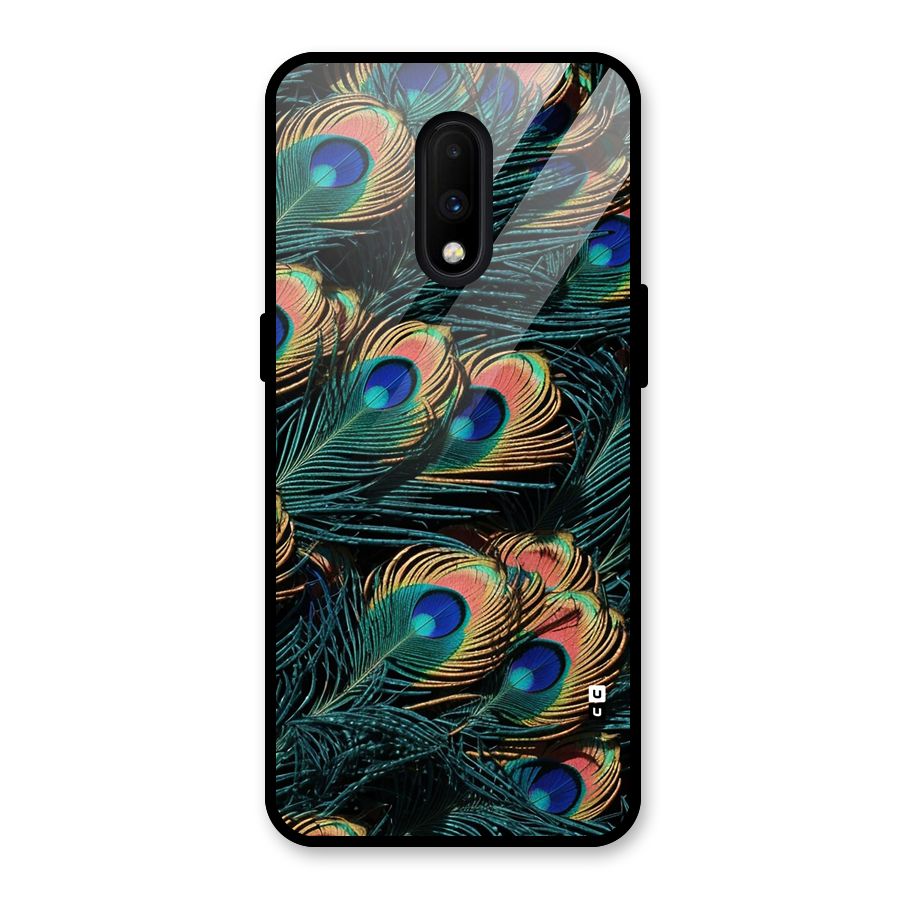Peacock Feather Art Glass Back Case for OnePlus 7