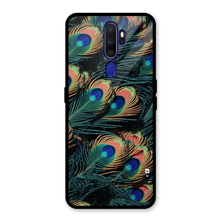 Peacock Feather Art Glass Back Case for Oppo A9 (2020)