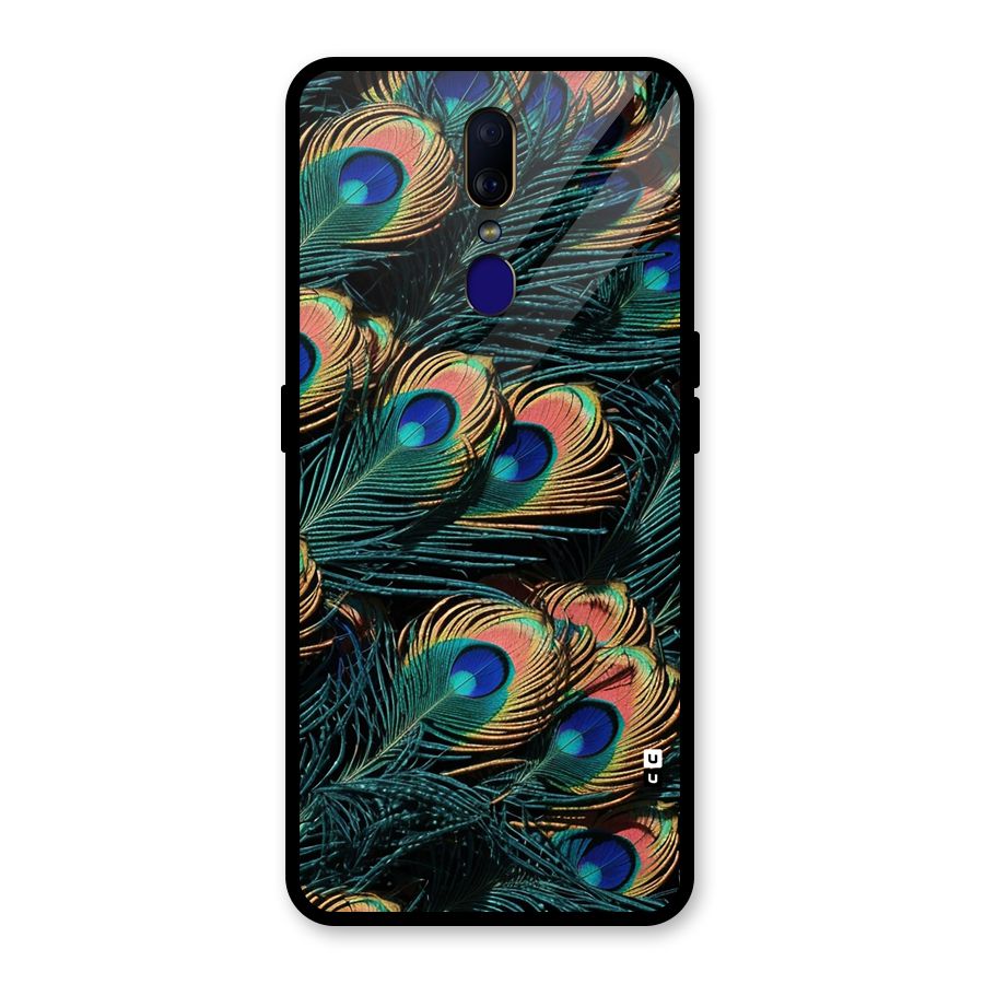 Peacock Feather Art Glass Back Case for Oppo F11