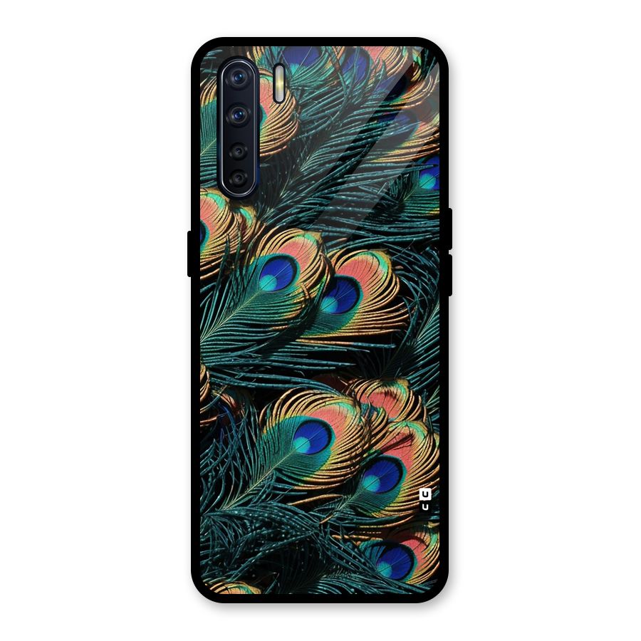 Peacock Feather Art Glass Back Case for Oppo F15