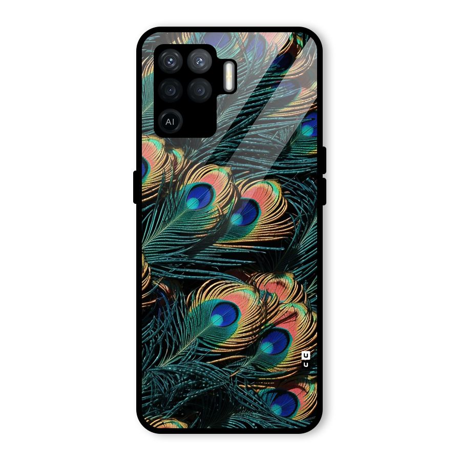 Peacock Feather Art Glass Back Case for Oppo F19 Pro