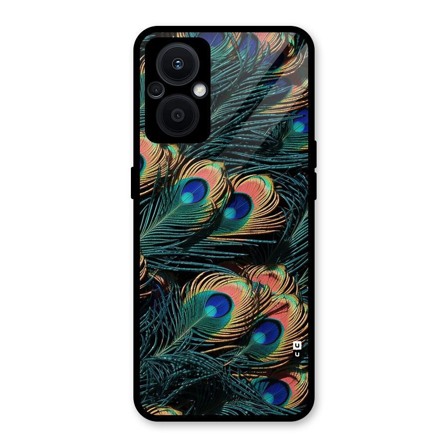 Peacock Feather Art Glass Back Case for Oppo F21s Pro 5G