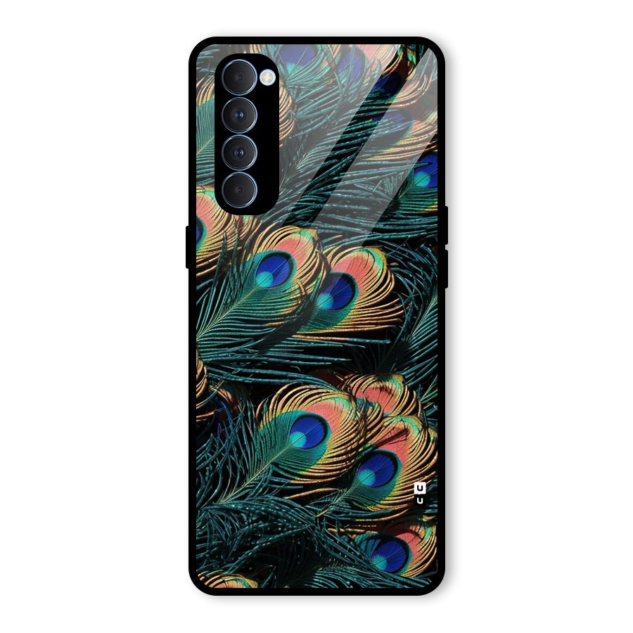 Peacock Feather Art Glass Back Case for Oppo Reno4 Pro