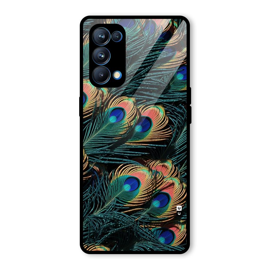 Peacock Feather Art Glass Back Case for Oppo Reno5 Pro 5G