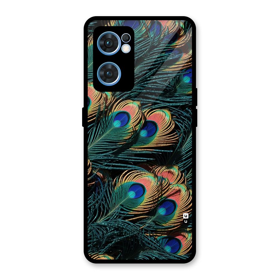 Peacock Feather Art Glass Back Case for Oppo Reno7 5G