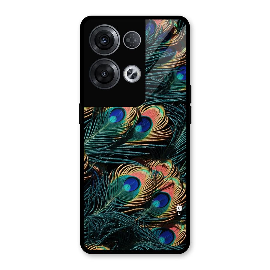Peacock Feather Art Glass Back Case for Oppo Reno8 Pro 5G