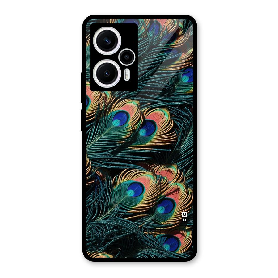 Peacock Feather Art Glass Back Case for Poco F5