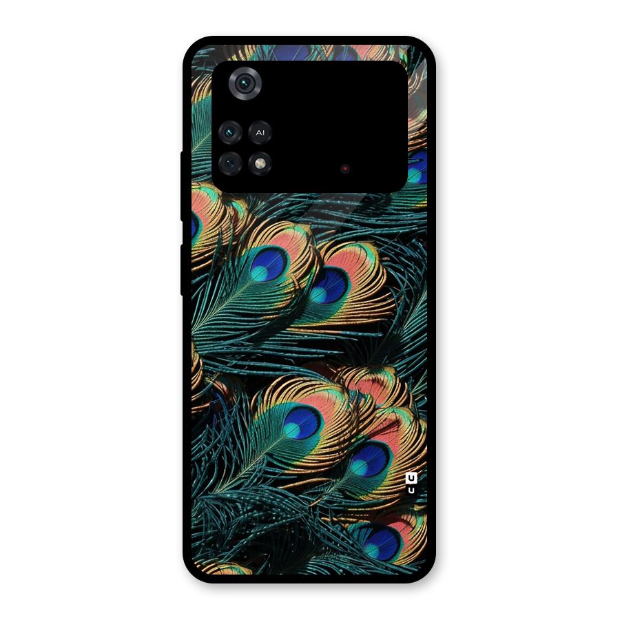 Peacock Feather Art Glass Back Case for Poco M4 Pro 4G