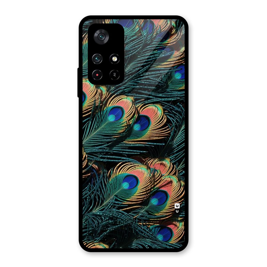 Peacock Feather Art Glass Back Case for Poco M4 Pro 5G