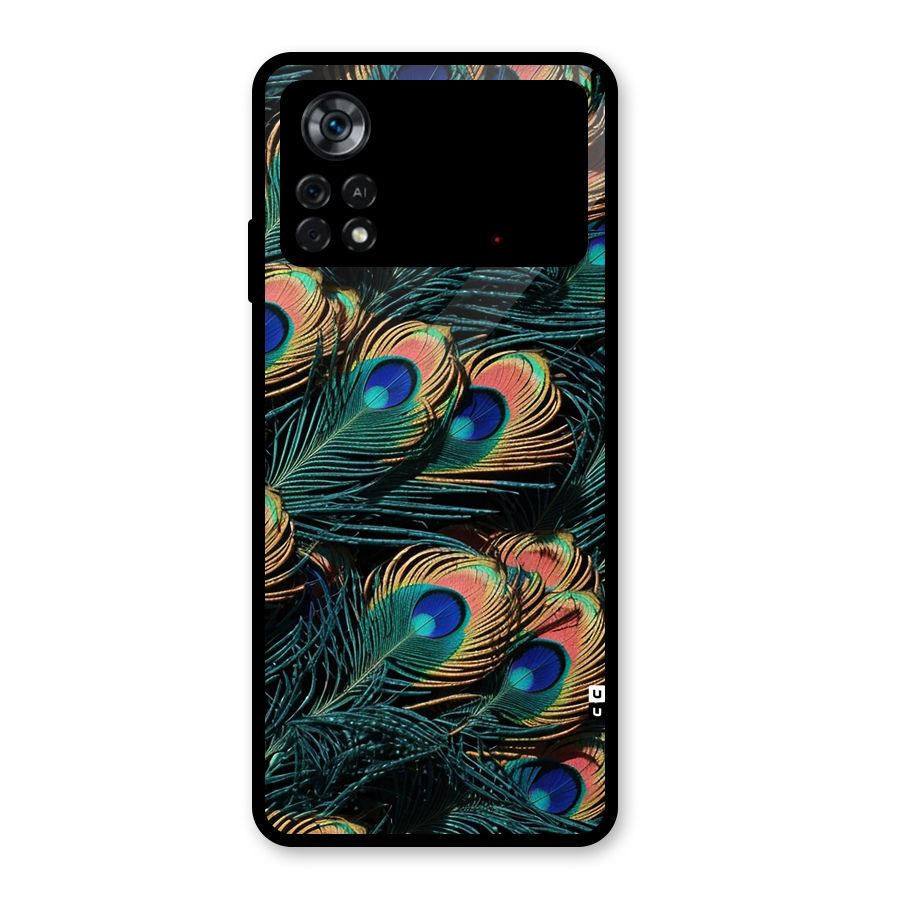 Peacock Feather Art Glass Back Case for Poco X4 Pro 5G