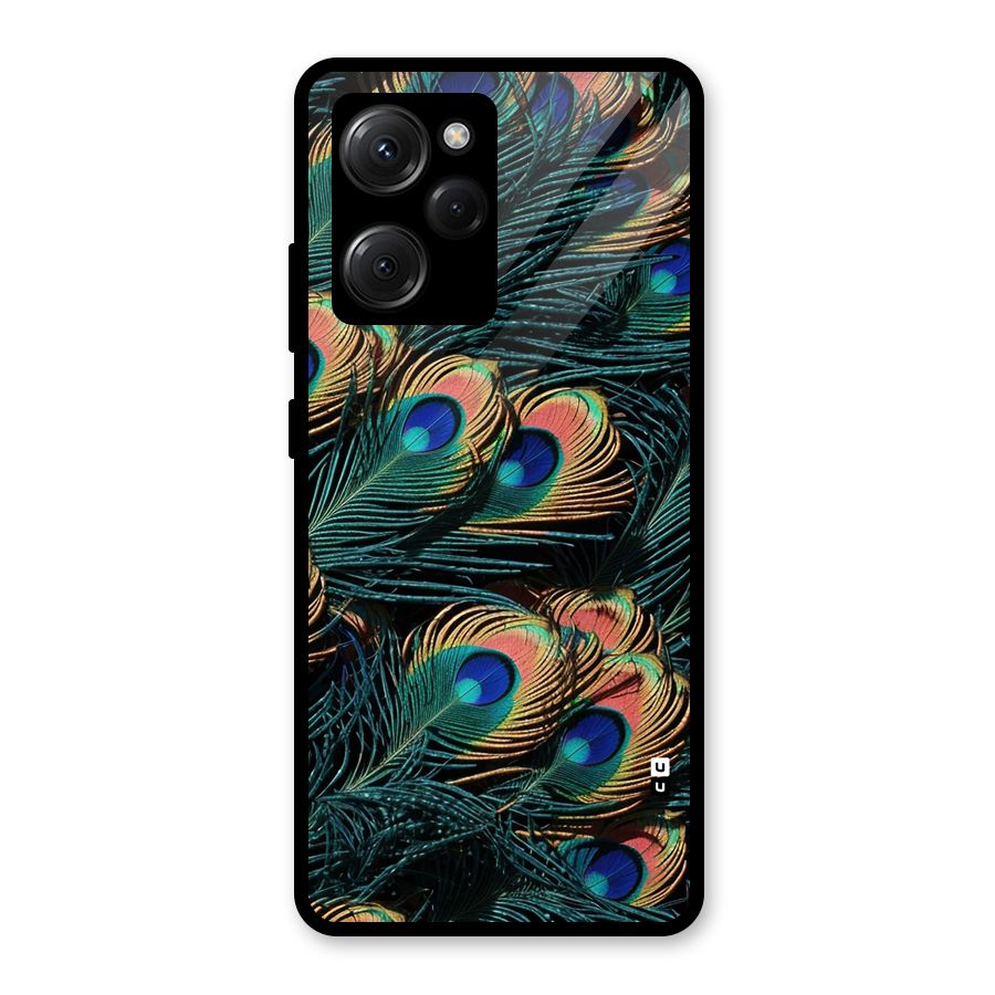 Peacock Feather Art Glass Back Case for Poco X5 Pro
