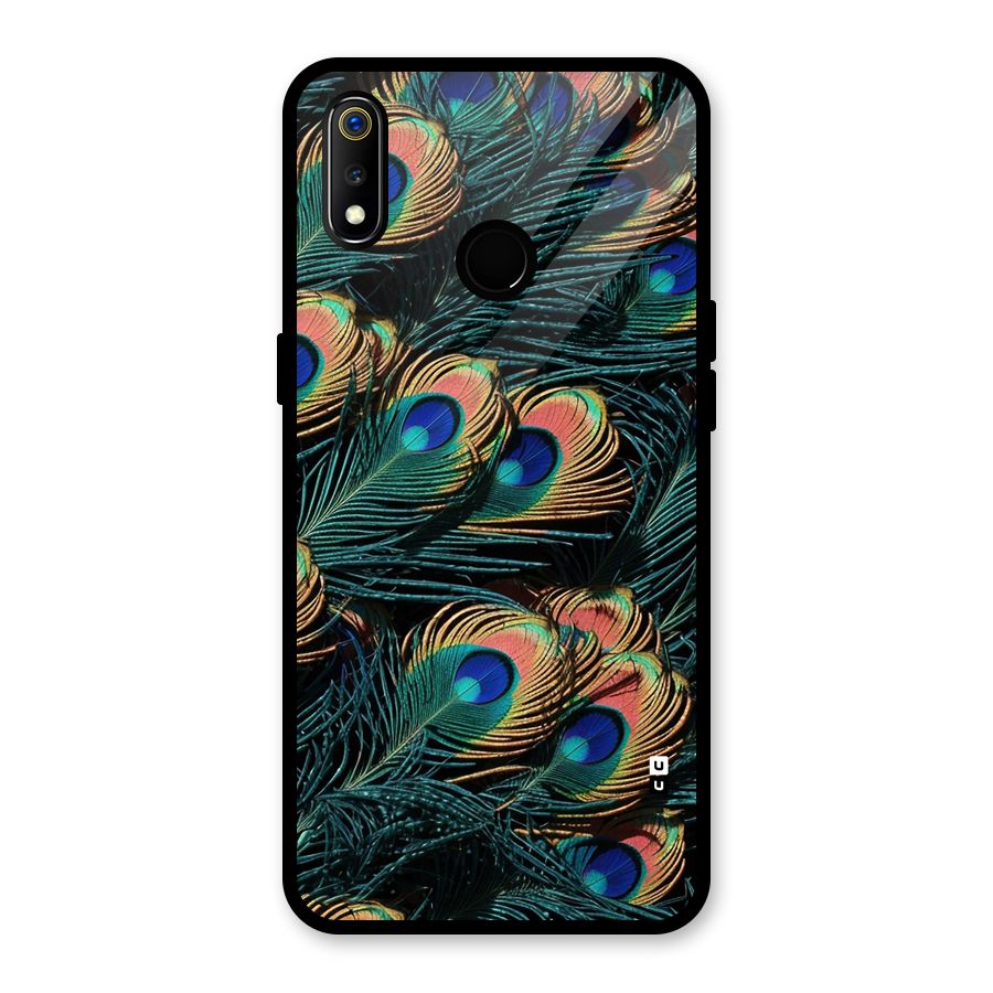 Peacock Feather Art Glass Back Case for Realme 3