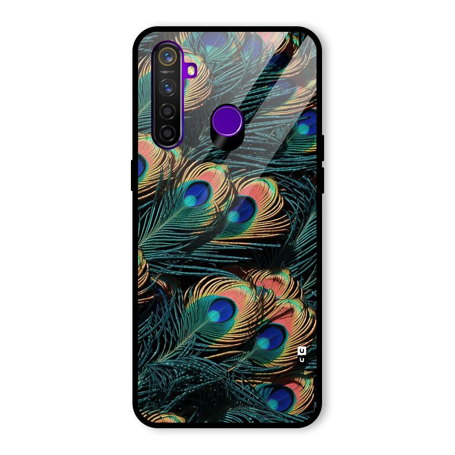 Peacock Feather Art Glass Back Case for Realme 5 Pro