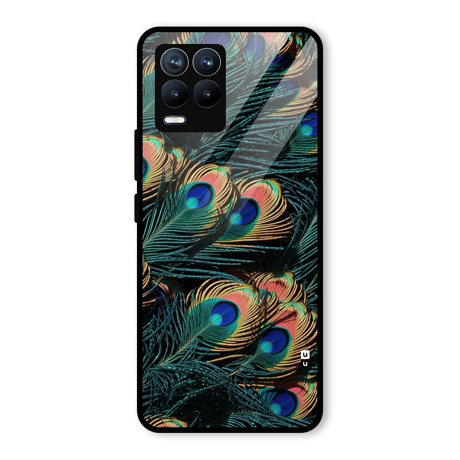 Peacock Feather Art Glass Back Case for Realme 8