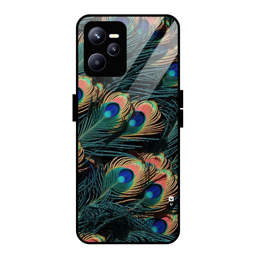 Peacock Feather Art Glass Back Case for Realme C35
