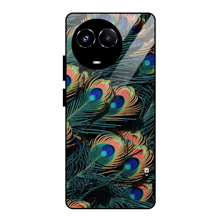 Peacock Feather Art Glass Back Case for Realme Narzo 60X