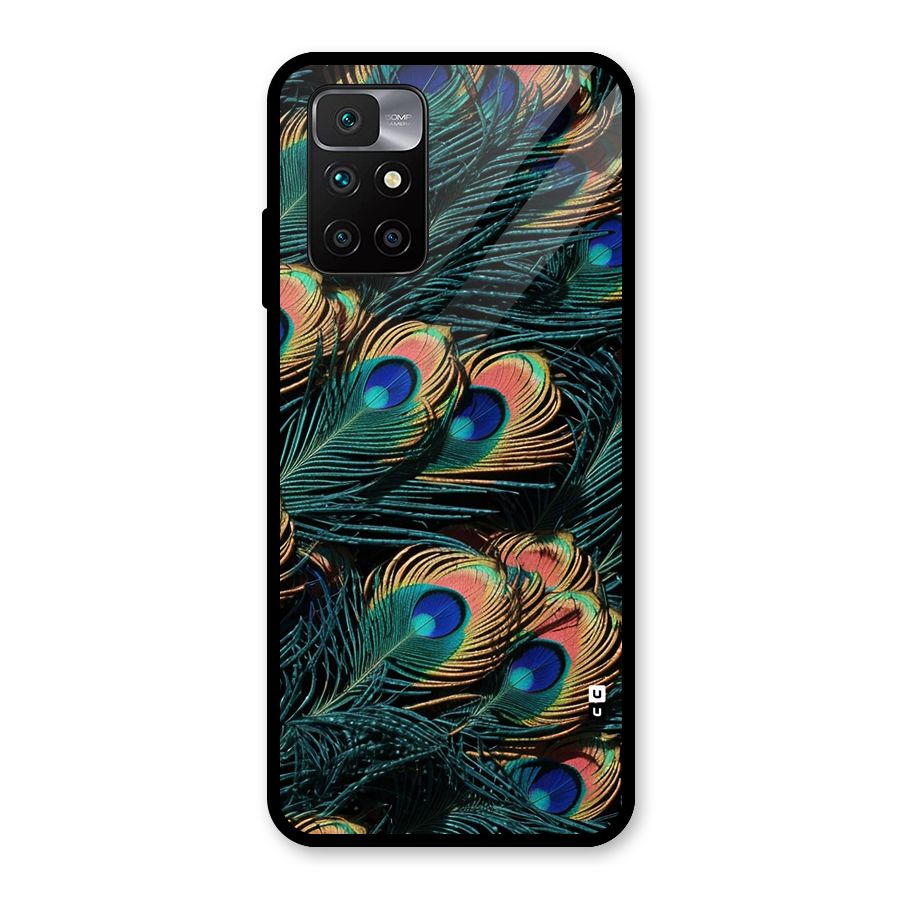 Peacock Feather Art Glass Back Case for Redmi 10 Prime