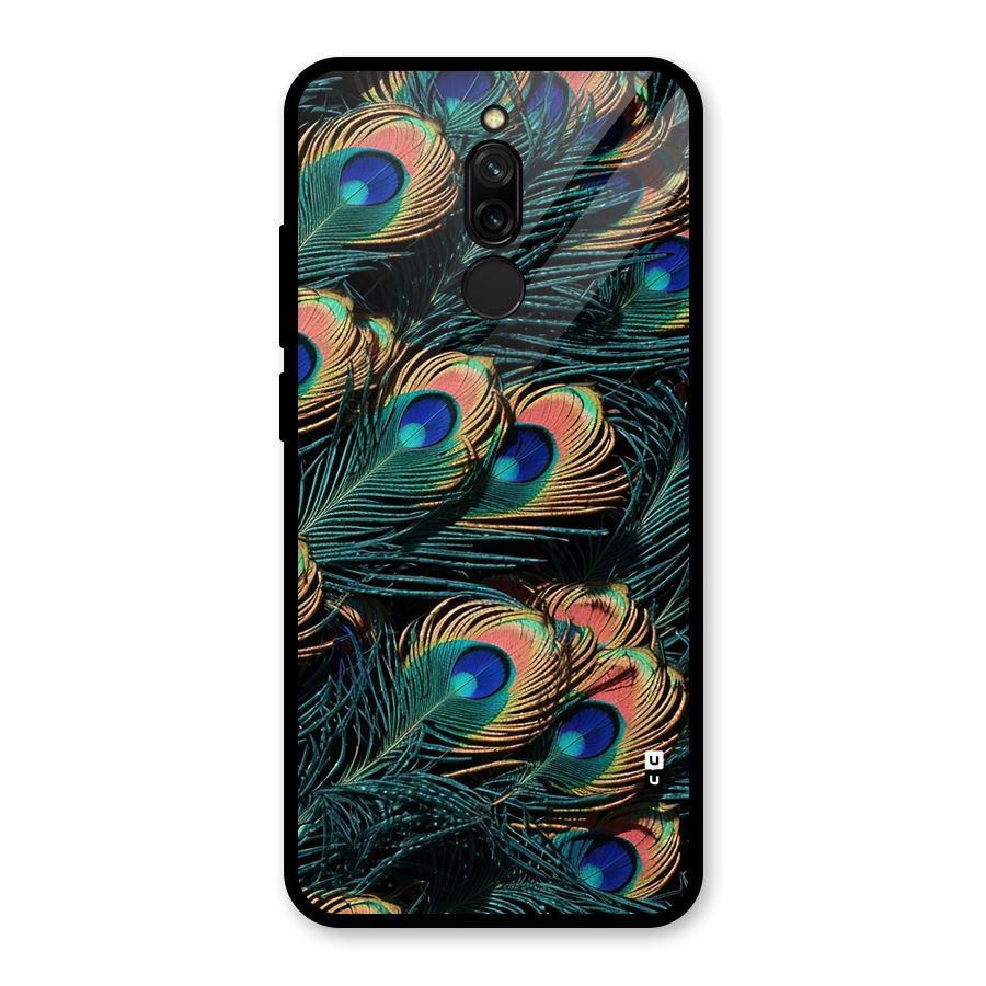 Peacock Feather Art Glass Back Case for Redmi 8
