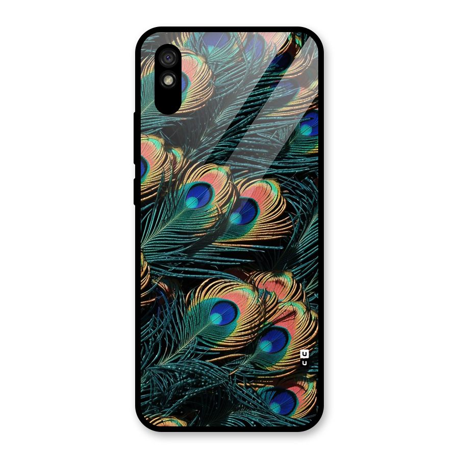 Peacock Feather Art Glass Back Case for Redmi 9A