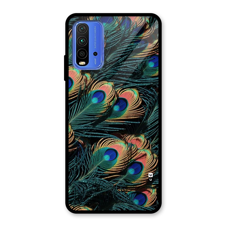 Peacock Feather Art Glass Back Case for Redmi 9 Power