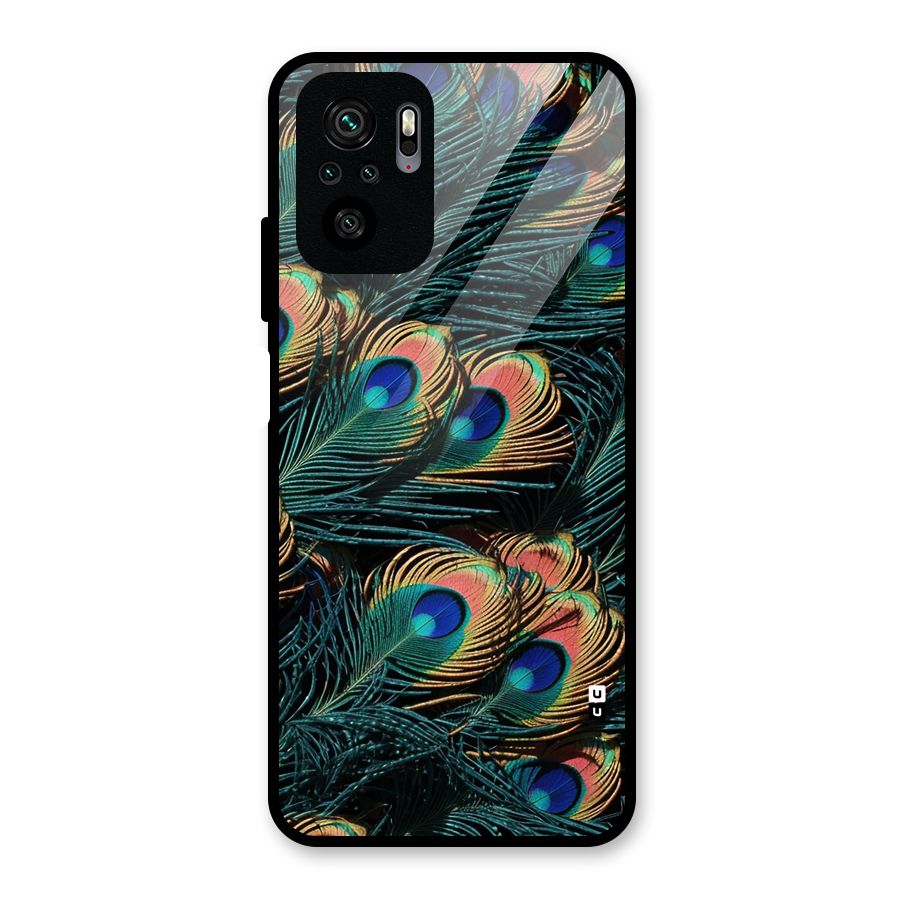 Peacock Feather Art Glass Back Case for Redmi Note 10S
