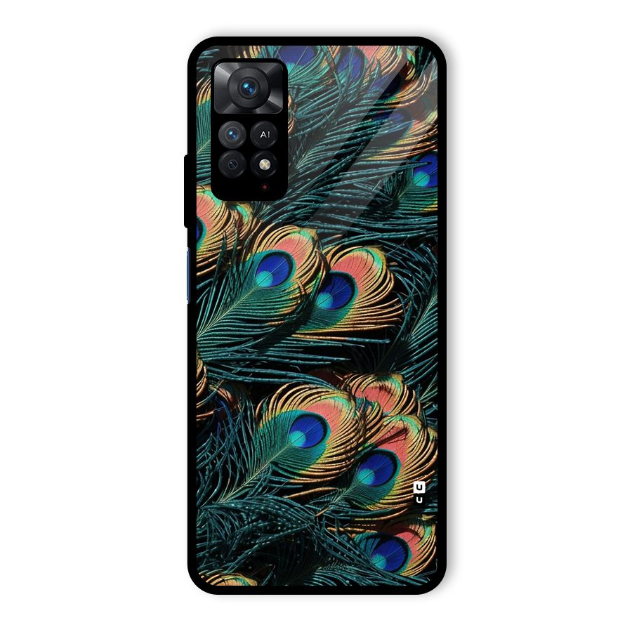 Peacock Feather Art Glass Back Case for Redmi Note 11 Pro