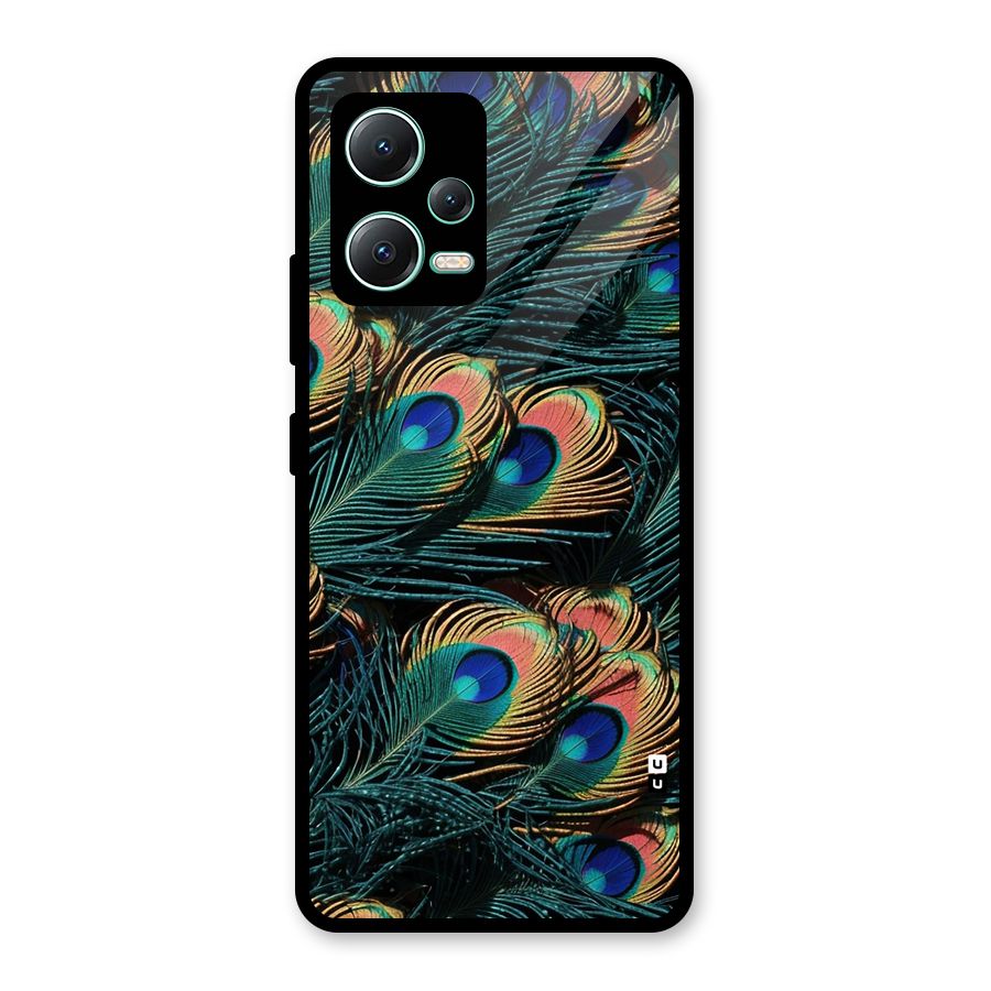 Peacock Feather Art Glass Back Case for Redmi Note 12 5G