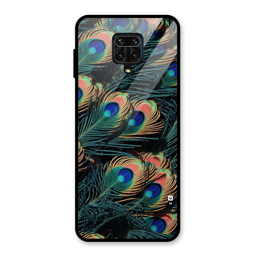 Peacock Feather Art Glass Back Case for Redmi Note 9 Pro
