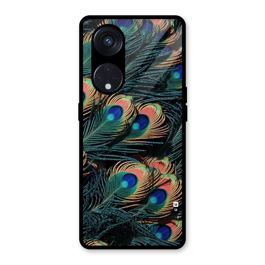 Peacock Feather Art Glass Back Case for Reno8 T 5G