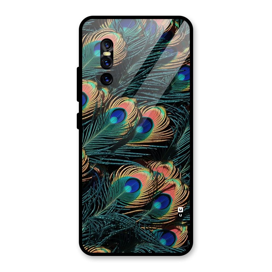 Peacock Feather Art Glass Back Case for Vivo V15 Pro