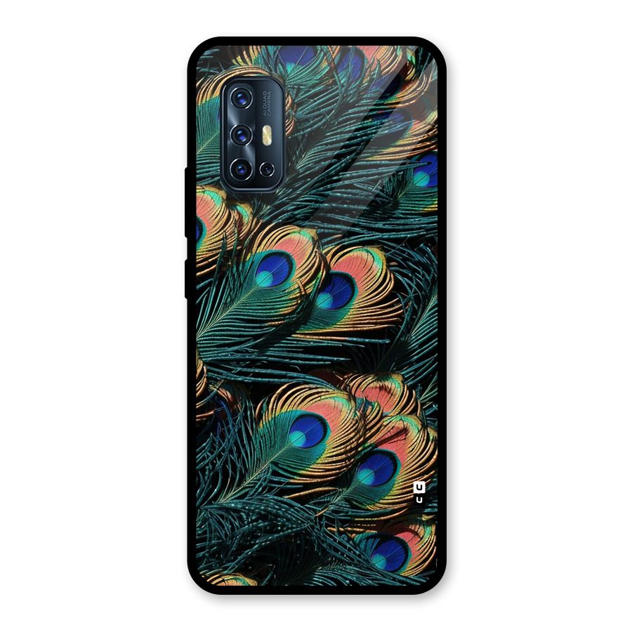 Peacock Feather Art Glass Back Case for Vivo V17