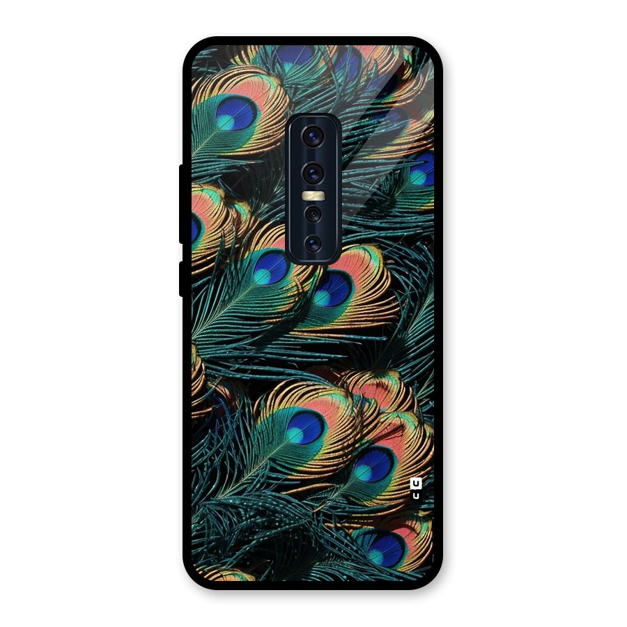 Peacock Feather Art Glass Back Case for Vivo V17 Pro