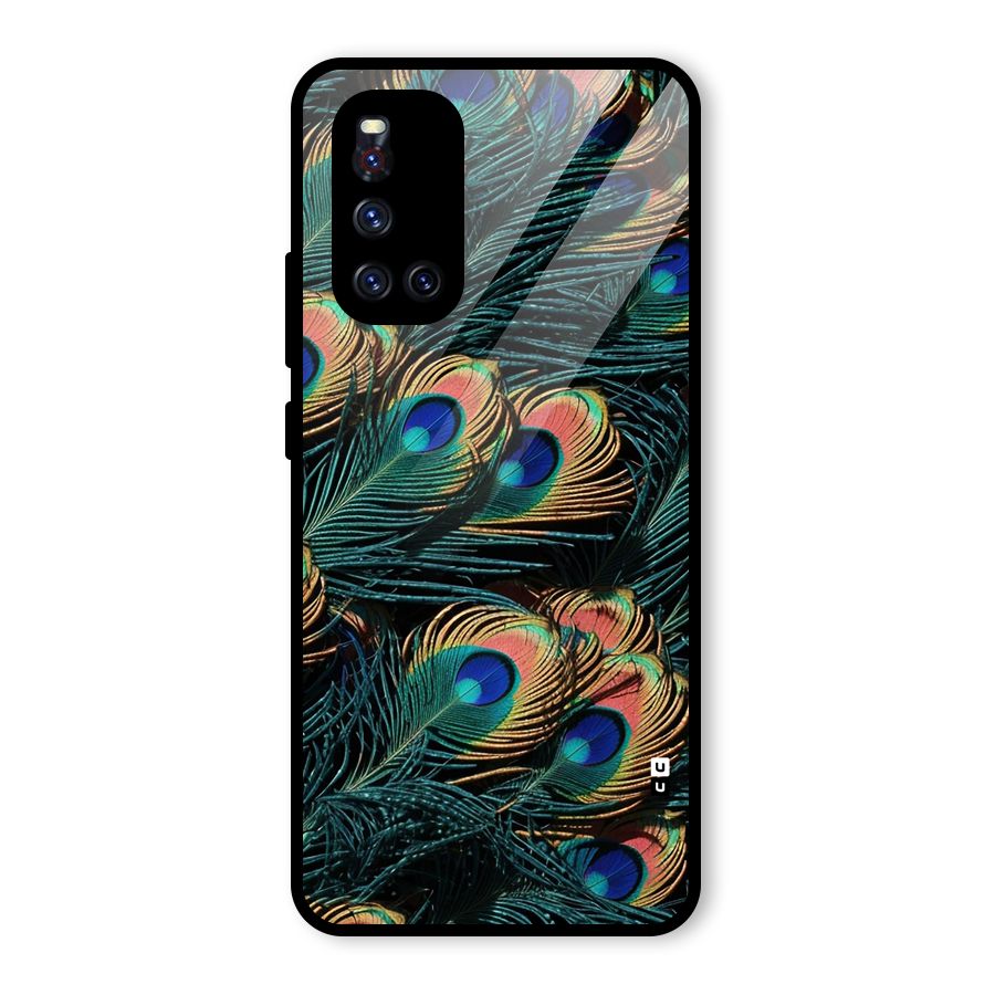 Peacock Feather Art Glass Back Case for Vivo V19