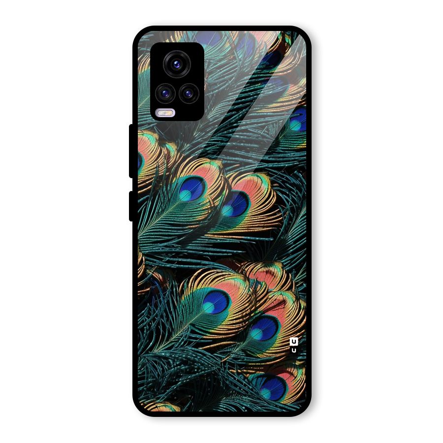Peacock Feather Art Glass Back Case for Vivo V20