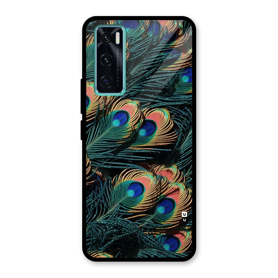 Peacock Feather Art Glass Back Case for Vivo V20 SE